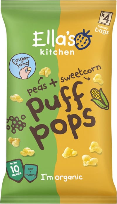 Ella's Kitchen Biologisch Puff Pops 10+m Ewrt & Maïs - 5 x 36 gr - Voordeelverpakking