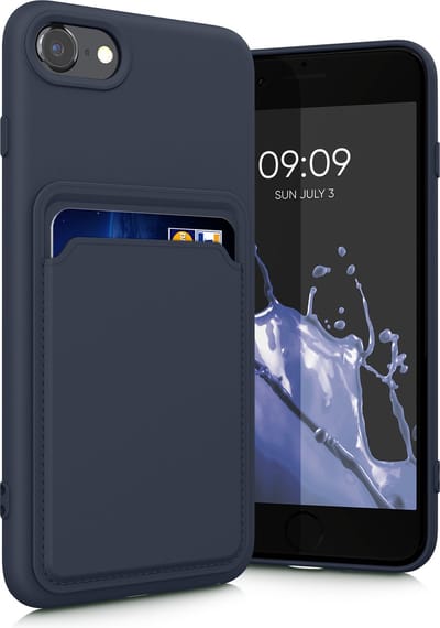 kwmobile telefoonhoesje geschikt voor Apple iPhone SE (2022) / SE (2020) / 8 / 7 - Hoesje met pasjeshouder - TPU case in donkerblauw