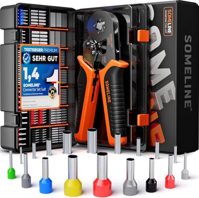 Krimptang Set met 18 Soorten Geïsoleerde en Niet-Geïsoleerde Adereindhulzen 0,25-10 mm²