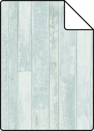 Proefstaal ESTAhome behang vintage sloophout planken vergrijsd turquoise - 26.5 x 21 cm - 128837-S