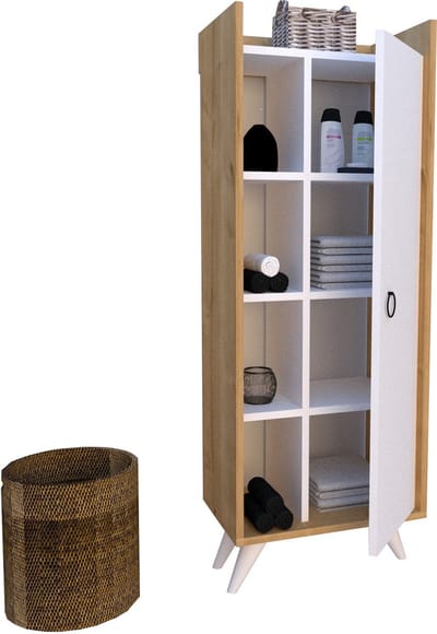 Stijlvolle Kast - Natuurlijk Eiken & Modern Wit - 50x140x31,8cm - Duurzaam Melamine