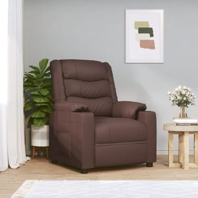 vidaXL Fauteuil verstelbaar elektrisch kunstleer bruin