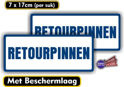 Retour pinnen kassa sticker set