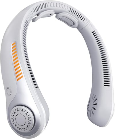Draagbare Nekventilator - Persoonlijke Koeler - Directe Verkoeling - 4 Turbines - 7000 mAh - Zilver