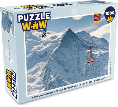 Puzzel Kabelwagen die het landschap van Mont Blanc overgaat - Legpuzzel - Puzzel 1000 stukjes volwassenen