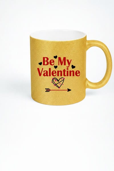 Valentijn Gouden Glitter Mok "Be My Valentine" - Romantisch Liefdes Cadeau
