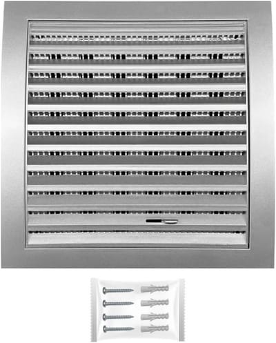 Ventilatierooster Vierkant - Afzuigkap Rooster - Luchtcirculatie Buiten - Met Insectenwering - 150x150mm - Zilver