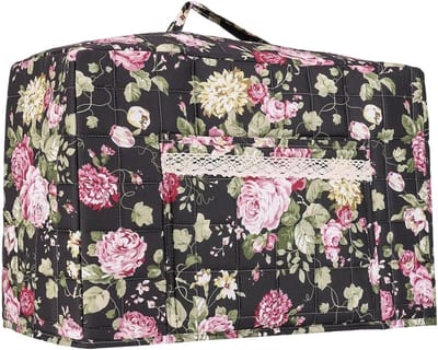 Naaimachinehoes - Naaimachine tas - Naaimachine beschermen - Boheemse bloemenprint - 43x24x35cm - Zwart