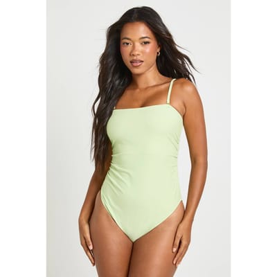 boohoo Dames Essentials Bandeau Badpak Met Afneembare Bandjes | Pistache | Maat: 40