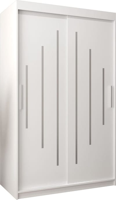 InspireMe - Kledingkast met 2 schuifdeuren, Modern-stijl, Een kledingkast met planken (BxHxD): 120x200x62 - MALTESE 120 Wit Mat