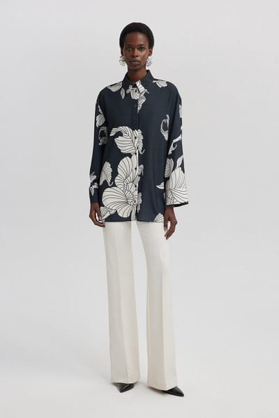 Touché Privé - Satijnen blouse met print - Zwart - Dames