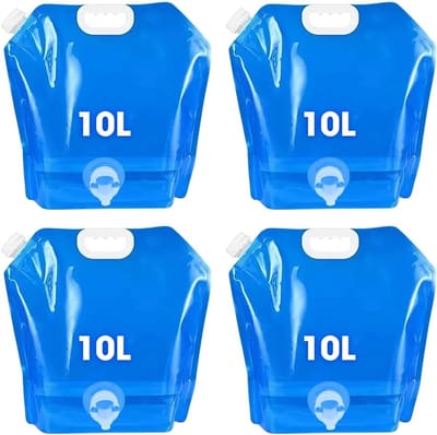 Thijox - 4-delige set 10L opvouwbare waterjerrycan, BPA-vrij drinkwaterkanister met deksel en kraan, flexibele waterzak voor outdoor, camping, wandeli