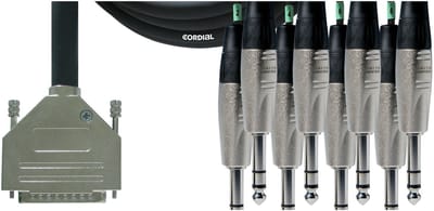 Cordial Intro Multicore D-Sub/jack symm 8-voudig, Rean stekker, 1,5m - Analoge multicore kabel