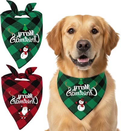 Kerstkostuum voor Honden met Verstelbare Sjaal en Santa Patroon - Feestelijke Hondenaccessoires voor de Kerstperiode