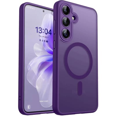 Luxe Mat Transparante Magnetische Draadloze Oplaadhoes voor Samsung Galaxy A16 A36 A26 A06 A55 A35 A25 A15 A05 5G Magsafe Cover Galaxy A35 5G donkerpaarse kleur