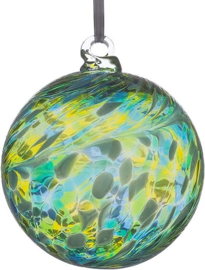 8 cm Vriendschapsbal – Groen & Blauw - mondgeblazen glas - hanger bal glas