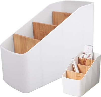 QTTVBTNA -Houten Afstandsbediening Houder met 4 Verwijderbare Vakken – Multifunctionele Organizer voor Bureau, Woonkamer of Slaapkamer – Opbergdoos voor TV-afstandsbediening, Pennen, Make-up en Accessoires