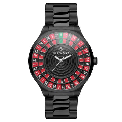 Ace | Zwart roestvrijstalen horloge met kwartsuurwerk en roulettewijzerplaat