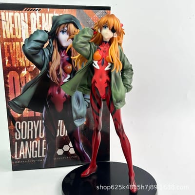 Neon Schattig Genesis Klassiek Evangelion Schattig Anime Figuur Perifere Collectie Speelgoed Ornament Voor Computerkast Desktop Decoratie 24CM black
