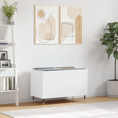 vidaXL - Platenkast - 74,5x38x48 - cm - bewerkt - hout - wit