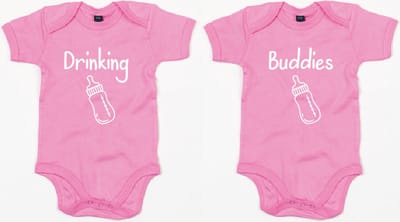 Rompertjes - Drinking Buddies-Bubble Gum Pink-0-3 Maanden