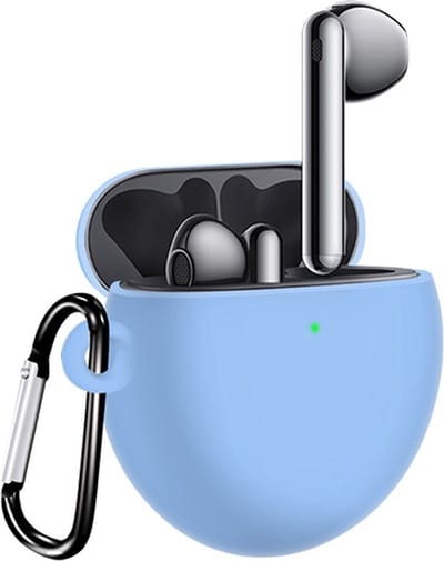 By Qubix - Huawei FreeBuds 4 siliconen hoesje - Liquid series met haak - Lichtblauw