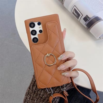 Housse de téléphone bandoulière pour Samsung Galaxy S23 FE S24 Ultra S22 S21 Plus M54 A55 A15 A25 A35 A14 A24 A34 Porte-cartes portefeuille Anneau Galaxy S23