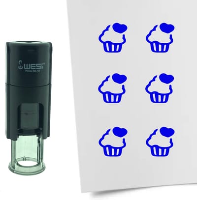 CombiCraft Stempel Cupcake 10mm rond - blauwe inkt