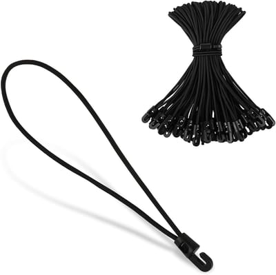 Dailygoods- Elastische Band - 25 Stuks - 25cm/50cm Uittrekbaar - Haken - Schaduwdoeken/Zonneschermaccessoires - Hoogwaardige Latex/Kunststof - Spankabel