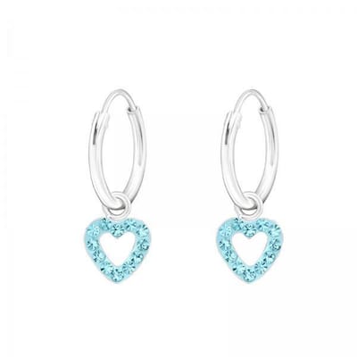 WeLoveSilver - Zilveren kinderoorbellen - Hartjes met kristallen - 12 mm