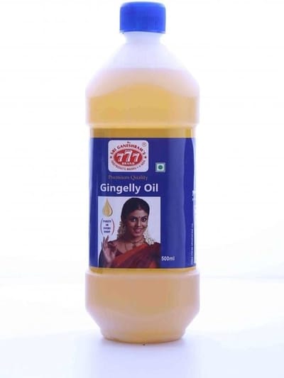 Koudgeperste Gingelly Olie 500 ml – Gerijpte Sesamolie Basisolie voor Massage, Ayurveda, Abhyanga, Huid- en Haarverzorging | 100% Puur, Natuurlijk, Onbewerkt, Rijk aan Antioxidanten voor Dagelijks Gebruik met Kajal Sticker