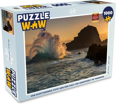 Puzzel Een schitterende foto van een golf die aanspoelt op Madeira - Legpuzzel - Puzzel 1000 stukjes volwassenen