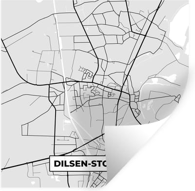 Muurstickers - Sticker Folie - België – Dilsen Stokkem – Stadskaart – Kaart – Zwart Wit – Plattegrond - 100x100 cm - Plakfolie - Muurstickers Kinderkamer - Zelfklevend Behang XXL - Zelfklevend behangpapier - Stickerfolie
