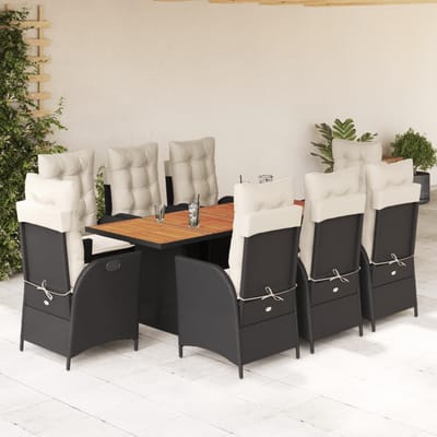 vidaXL - 9-delige - Tuinset - poly - rattan - zwart