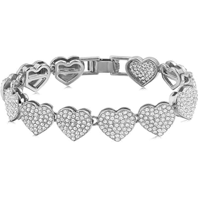 Iced Out Strass Hart Cubaanse Schakel Ketting Ketting voor Vrouwen Goudkleurig Hart Tennis Ketting Hip Hop Kettingen Sieraden 8inch bracelet