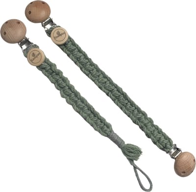 Voordeelset: Knoopies Knuffelkoord en Speenkoord - Olijfgroen - Katoenkoord - Handgemaakt in ons Macramé Atelier - Prijs per Stuk - Inclusief Verzendkosten