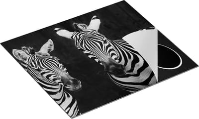Chefcare Inductie Beschermer Twee Zebra's - Zwart Wit - 60x50 cm - Afdekplaat Inductie - Kookplaat Beschermer - Inductie Mat