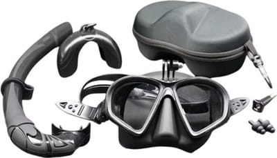 Go pro Bevestiging Duik Set Lage Volume Duikbril Gehard Glas Stevige Masker J-Type Duikbril Snorkel Set Met Camera Monteer Functie Zwart