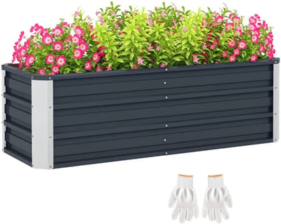Grote Plantenbak - Luxe Bloembak - Plantenbed - Bloembed - Tuinbed - Kweekbak - Moestuinbak - voor Buiten, Terras, Tuin & Balkon - voor Groenten, Bloemen & Kruiden - 125 x 47 x 44 cm - Antracietgrijs