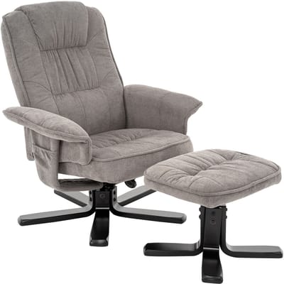 Relaxfauteuil CHARLY met voetenbankje - Grijs/Zwart