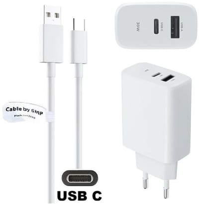 OneOne 30W super snellader met 2 poorten + 1,5m sterke USB C kabel. PD lader. Oplader adapter past op ArtSound PWR01, PWR02, PWR03, PWR04, BrainWave 03, BrainWave 05, BrainWave 07, BrainWave 09, BrainWave 01 en BrainWave 04 (charge case)