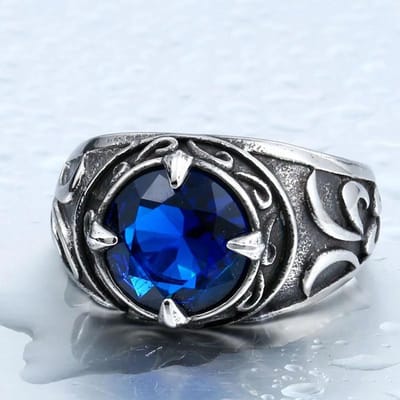 Edelsteen Steen Snijwerk Mannen Ringen Roestvrij Staal Punk Retro Rock Luxe Mode Vrouwen Sieraden Accessoires Voor Koppel Cadeau 13 gray