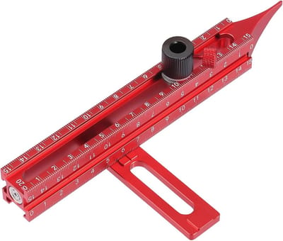 Precisieliniaal - Aftekengereedschap - Houtbewerking en bouw - Vierzijdig met magnetische basis - 18x23x2cm