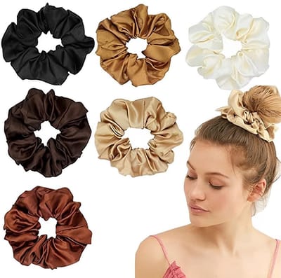 Dailygoods- Haarelastiekjes Set van 6 - Zijden Haarelastiekjes - Elastische Haaraccessoires - Zacht en Comfortabel - Geschikt voor Elke Haarlengte - Duurzaam en Beschadigt Geen Haar - Haarbandjes