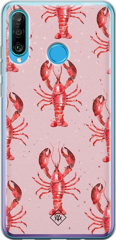 Casimoda® hoesje - Geschikt voor Huawei P30 Lite - Lobster All The Way - Siliconen/TPU - Soft Case - Roze - Geen opdruk