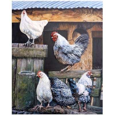 Peinture diamant 5D à faire soi-même, poulet, broderie ronde complète, autocollant mural, décoration 20X30CM gray