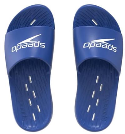 Speedo Slide Badslippers Heren - Slippers Heren met Waterafvoer in het Voetbed - Sneldrogende Badslippers Heren van Lichtgewicht EVA - Slippers voor Zwembad en Strand - Marine/Wit - Maat 40.5