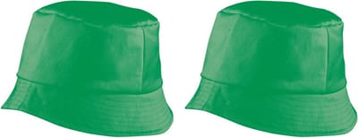 2x stuks vissershoedjes/zonnehoedjes groen voor volwassenen - Zomerhoeden