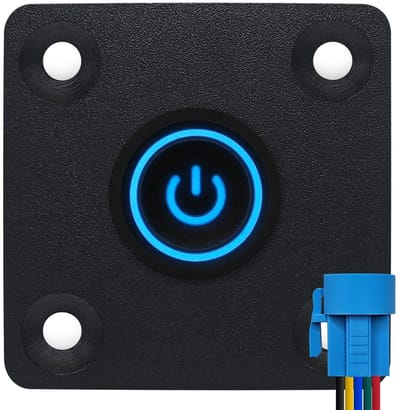 ProRide Metalen drukschakelaar Inbouwpaneel 12V ON-OFF - 16mm - met Aansluitkabel - 12V/24V - LED indicatie Blauw