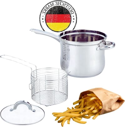 35 liter Tempura Frituurpan - geschikt voor inductie - hoogwaardige frituurmand